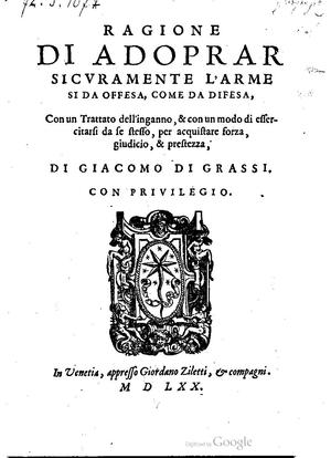 Ragione di adoprar sicuramente l'Arme (Giacomo di Grassi) 1570.pdf
