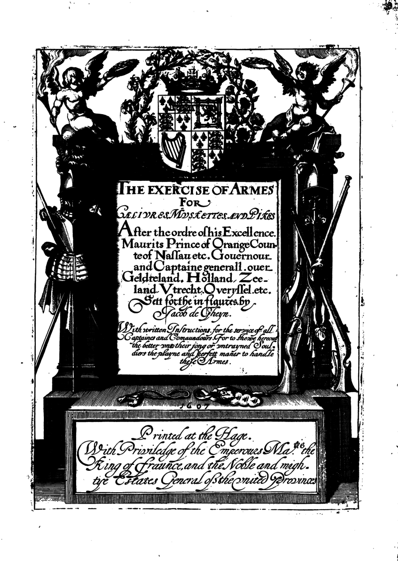 Wapenhandelinghe van Roers Musquetten ende Spiessen de Gheyn English Title 1607.png